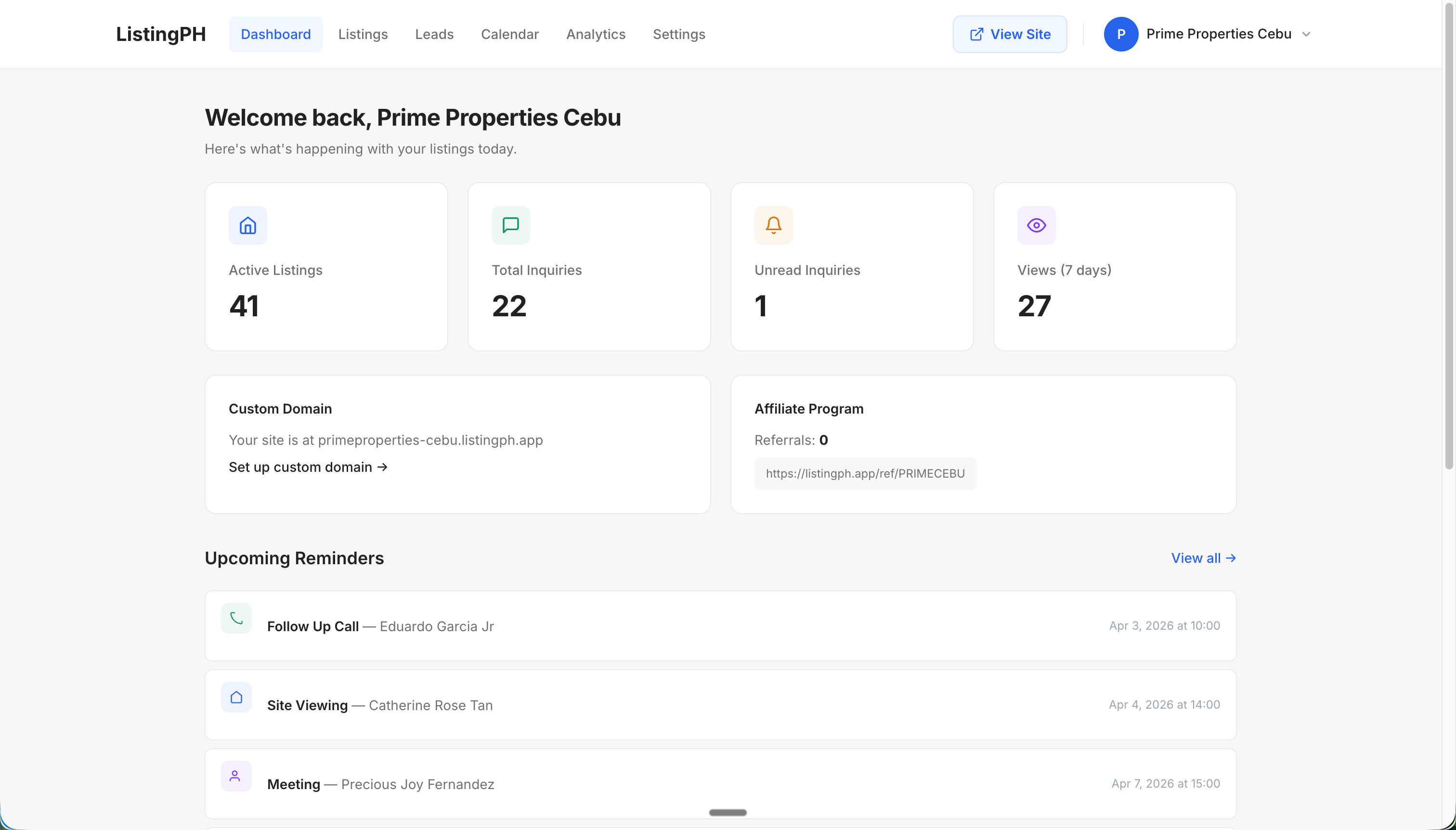 ListingPH Dashboard