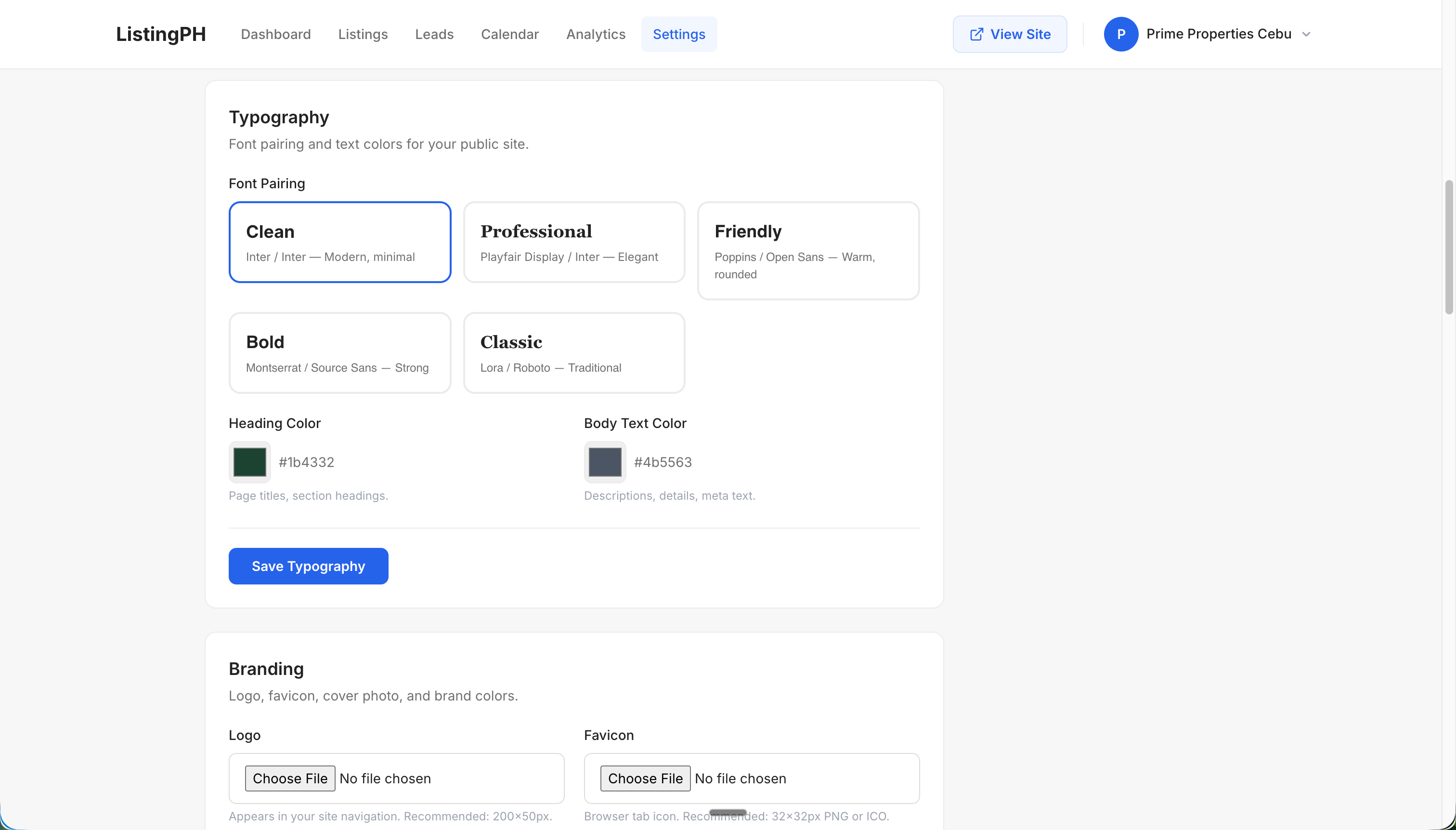 Site Customization Settings